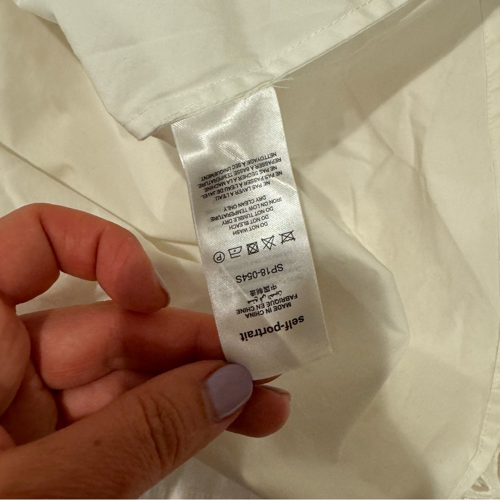 Self-Portrait White Eyelet Ruffle Detail Short Sleeve Dress Size 8 - Picture 12 of 12